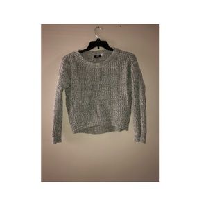 Gray and white long sleeved fall sweater